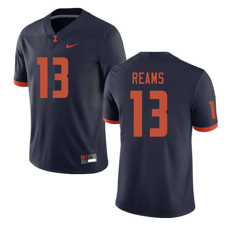 Men #13 Caleb Reams Illinois Fighting Illini College Football Jerseys Sale-Navy